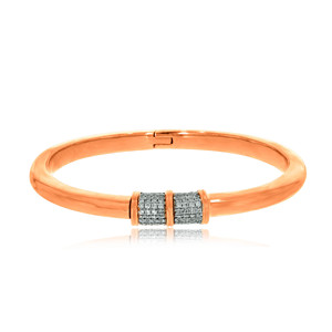 กำไลข้อมือทองคำ 18K สีโรสโกลด์ ประดับเพชรเลี้ยงในห้องปฏิบัติการทรงบริลเลียนต์ ดีไซน์แบบเปิดสำหรับผู้หญิง - Product Image 2