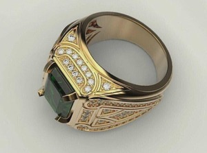 Anillo de Hombre con Diamante Moissanita Corte Esmeralda Chapado en Oro Amarillo de 14k, Joyería de Plata 925, Anillo de Diamantes Estilo Hip Hop con VVS - Product Image 2