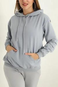 Unique Design Plus Size Autumn Hooded Pullover Oversize Plain Dyed Different Color Long-Sleeved Women's <b>Hoodie</b> - Product Image 4