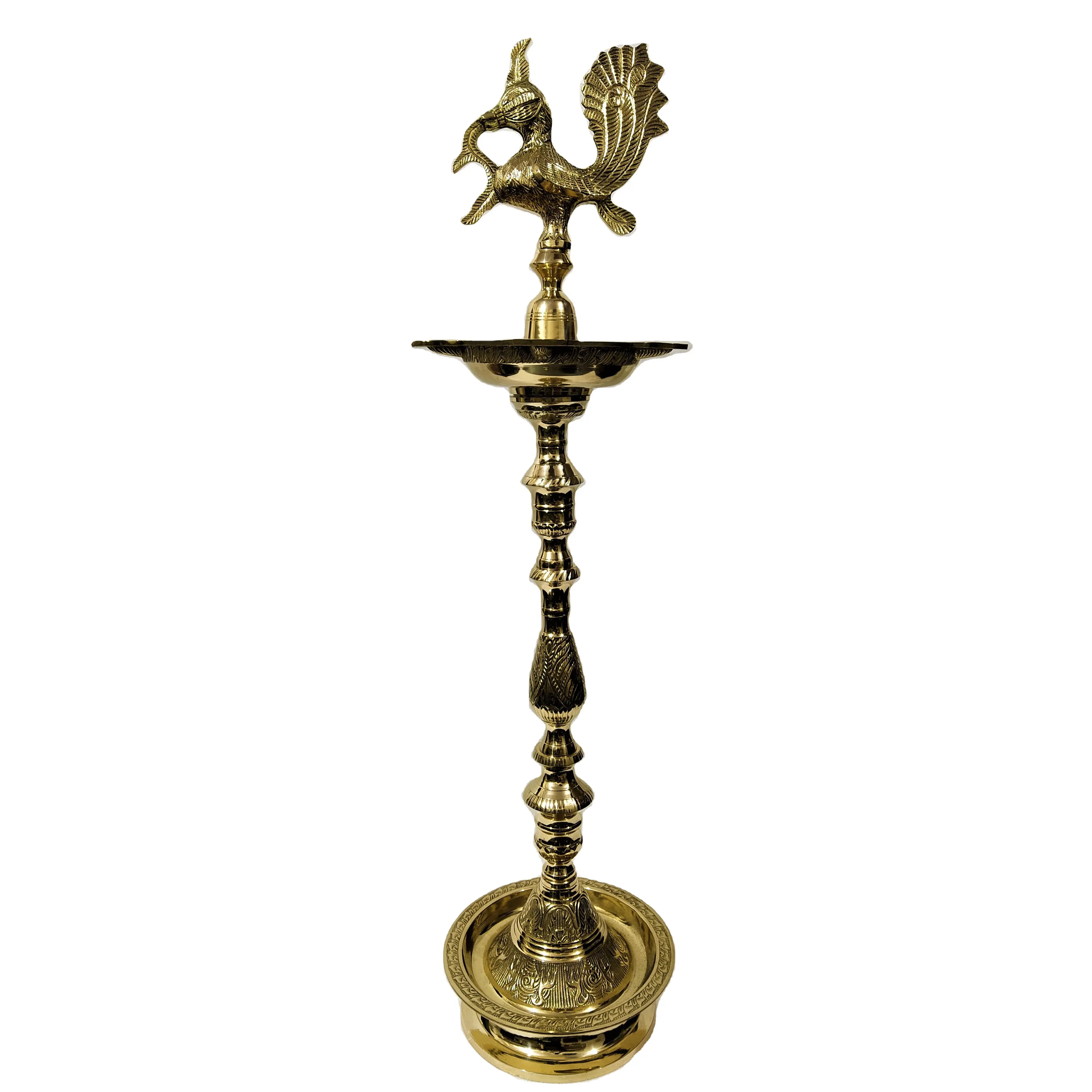 Большая латунная религиозная лампа Mahabharat Diya Mandir Diwali подарок