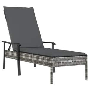 Chaise longue extra longue en rotin PE gris avec structure en acier thermolaqué, produit durable et élégant - Product Image 5