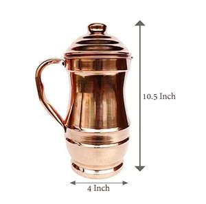 Carafe en cuivre pur Maharaja, pichet à eau de luxe pour la maison, vaisselle ayurvédique en cuivre - Product Image 5