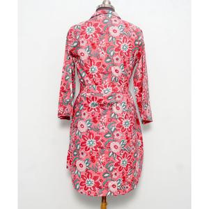 Ensemble robe moulante bohème en coton pour femme, longueur genou, avec chemise imprimée florale, taille naturelle, boutons tissés, nettoyage à sec - Product Image 6