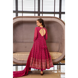 ชุด anarkali ดีไซเนอร์พร้อม pent and dupatta สำหรับงานปาร์ตี้เสื้อผ้ามุสลิมแบบดั้งเดิมและเครื่องประดับ - Product Image 3