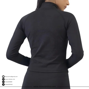 Women's Black Full Zip <b>Yoga</b> <b>Jacket</b> Stand Neck Long Sleeve Breathable Spandex Polyester Sportswear Regular Fit Rhinestone Front - Product Image 2