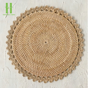Best Seller Natural Rattan <b>Charger</b> <b>Plates</b> Handwoven Wedding Table Decoration Wicker Scalloped Placemats From Vietnam - Product Image 5
