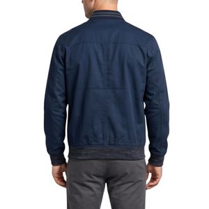 Navy Blue Breathable Heated Bomber <b>Jacket</b> Matching Ribbed Knit Trim Sleek 100% Polyester Minimalist Bombar <b>Jackets</b> - Product Image 2