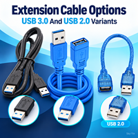 Kabel Ekstensi USB 3.0 Male to Male to Female, Kabel Printer, Kabel USB untuk Hard Drive Enclosure, Aksesoris Laptop, Pasokan Grosir
