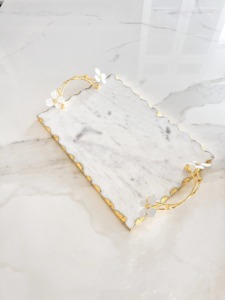 Nouveauté : Plateau de rangement en granit et marbre, forme ronde, avec bordures uniques, pour la cuisine et la décoration de table - Product Image 6