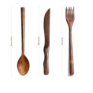 Wooden <b>Cutlery</b> <b>Set</b> Eco Friendly Flatware <b>Set</b> Perfect for Home Kitchen Dining Table Picnic And <b>Travel</b> Sustainable Utensil - Product Image 4