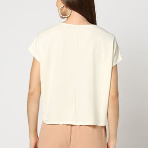 T-shirts en coton pour femmes, logo personnalisé, couleur unie, t-shirts décontractés pour femmes, qualité supérieure, vente en gros, décontractés de haute qualité - Product Image 3