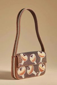 Sac à main rectangulaire artisanal de qualité supérieure avec motif de verre à vin, artisanat textile, toile de coton écologique et durable - Product Image 2