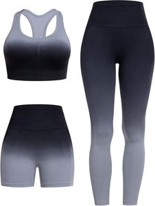 Créez votre propre ensemble de yoga pour femmes, 4 pièces, sans manches, en spandex/nylon, vêtements de sport, taille élastique, logo sur le devant, respirant, séchage rapide - Product Image 4