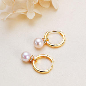 Boucles d'oreilles en perles blanches fines en gros avec fermoirs, perles d'eau douce Zhuji, élégantes et stylées - Product Image 3