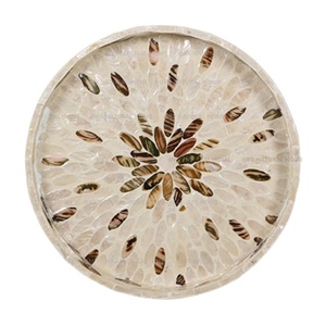 White Mother Pearl Portable Wholesale Food Presentation Decor Eco-Friendly Custom OEM ODM Durable Luxury Elegant Handmade Wooden - Product Image 1