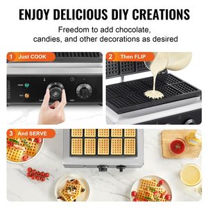 Commercial 1550W Non-Stick Belgian <b>Waffle</b> Iron Temp 10PCS Rectangle <b>Waffle</b> Baker Machine Stainless Steel Commercial <b>Waffle</b> <b>Maker</b> - Product Image 3