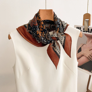 Elegant Square Silk <b>Scarf</b> Floral Pattern Multifunctional <b>Neck</b> Wrap European Style Spring Autumn Fashion Accessory - Product Image 4