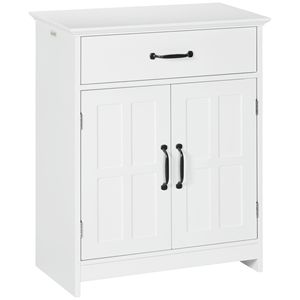 Mobile Bagno Salvaspazio in Rattan e MDF, Minimalista/Lusso, 2 Ante, Cassetto, Ripiano Regolabile, Bianco, per Casa/Hotel - Product Image 1