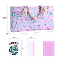 Jeu de Mahjong Artisanal Haut de Gamme en Mélamine Rose Style Américain, Transparent Effet Cristal, pour 4 Joueurs, Jeu de Table Personnalisable pour Divertissement