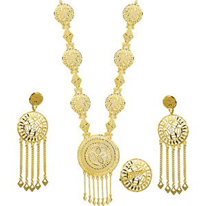 Joyería nupcial de diseño turco al por mayor, chapada en oro de 14K, 18K y 24K, estilo Dubái, árabe y africano, conjunto de joyería larga. - Product Image 2