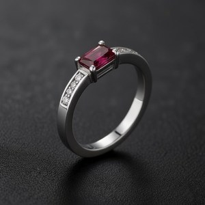 Anillo de Compromiso con Rubí, Plata de Ley 925, Chapado en Oro de 14K, Anillo de Promesa Delicado, Joyería con Piedra de Nacimiento de Julio, Regalo - Product Image 2