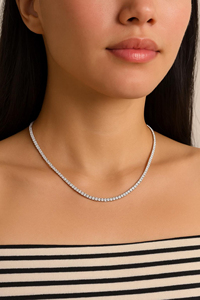 Parure de bijoux : Collier tennis à 4 griffes en argent sterling 925, sertissage classique et sécurisé à 4 griffes, personnalisable avec nom, pour anniversaire et usage quotidien - Product Image 3