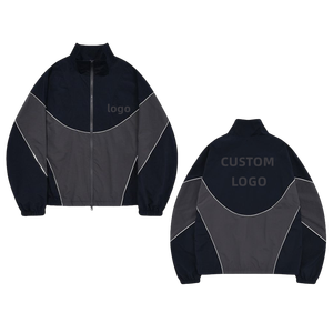 Custom Reflective Print Logo Nylon Tracksuit Unisex Windbreaker Outdoor Running Zip up Hoodie <b>Jacket</b> Nylon Color Track <b>Jacket</b> - Product Image 3