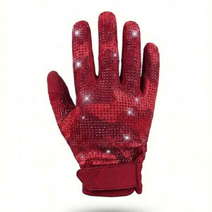 WARPRO INDUSTRY Gants en polyester à strass, doigts entiers, rouge, antidérapants, fermeture auto-agrippante, unisexe, sport, extérieur - Product Image 1