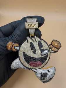 Colgante Personalizado de Personaje de Dibujos Animados con Moissanita VVS, Plata de Ley 925, Colgante Brillante para Hombre, Colgante con Piedras de Colores - Product Image 6