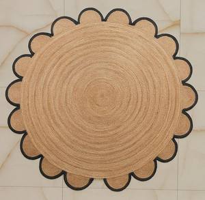 พรมปูพื้นสไตล์โบโฮทำมือจากเส้นใยปอกระเจา ขอบหยักเป็นลอน ตกแต่งห้องนั่งเล่นหรือห้องนอนสไตล์เรียบง่ายแต่หรูหรา - Product Image 1