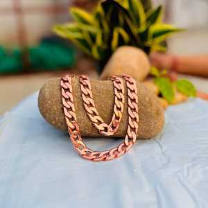 Vintage <b>Copper</b> Curb Chain Bracelet Retro Urban Jewelry Handmade Statement Accessory Premium Fashion Gift For Women Men - Product Image 3