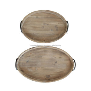 Juego de 2 elegantes bandejas de madera para servir y decorativas - Product Image 2