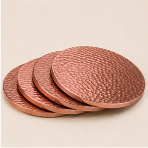 Wholesale Pure Solid Copper <b>Coaster</b> Set Luxury Hammered Design Metal <b>Drink</b> <b>Coasters</b> For Coffee Mugs Artisan Tabletop Protector - Product Image 6