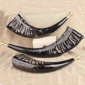 Corneta de guerra vikinga funcional con accesorios de latón, corneta de cuerno de buey auténtico, corneta vikinga pequeña pulida. - Product Image 1