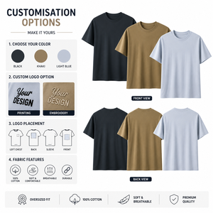 T-shirt surdimensionné en coton teint à la main pour homme, coupe décontractée, manches courtes, col rond, streetwear, été - Product Image 5