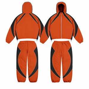 Unisex Custom Screen Printed 2 Piece <b>Trouser</b> <b>and</b> Hood <b>Jacket</b> Water Proof PU 100% Nylon Panels Work Windbreaker Tracksuit - Product Image 3