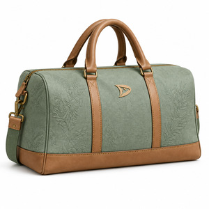 Sac de voyage en lin durable avec garnitures en cuir, fabricant OEM, marque privée, fournisseur d'usine en gros - Product Image 4