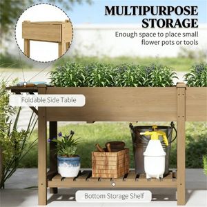 Bac de jardin surélevé en bois carbonisé, abri de jardin pour la plantation et solution de rangement - Product Image 3