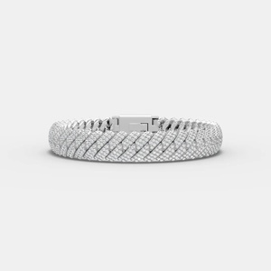 Bracelet en Moissanite couleur or blanc, jonc en Zircon Cubique, bijoux micro-pavés pour cadeau et soirée - Product Image 1