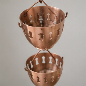 Chaîne de pluie décorative en cuivre découpé pour gouttière, évacuation des eaux de pluie extérieure, décoration suspendue pour jardin - Product Image 2