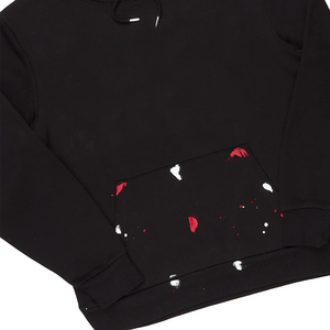 Conjunto Deportivo de Sudadera con Capucha Negra y Pantalones a Juego para Hombre, con Estampado de Goteo Rojo y Blanco, Ropa Casual de Calle - Product Image 5