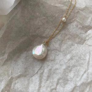 Natural Freshwater Baroque Button Pearl <b>Pendant</b> Simple Versatile S925 <b>Silver</b> <b>Necklace</b> with Niche Temperament Fashion Accessory - Product Image 4