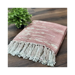 Plaid en coton moelleux 52 x 72 pouces 320 GSM 44 TC Motif losanges texturés avec franges pour canapé, salon, chambre, décoration intérieure - Product Image 3