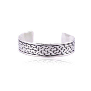 <b>Silver</b> Mountain 925 Sterling <b>Silver</b> Braided Charm <b>Bracelet</b> Oxidized Handcrafted Cute Open Design 30g Party Gift SKU7439 - Product Image 4