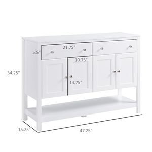 "Modern White <b>Sideboard</b> with Metal Hinges & Round Handles for Dining Room Storage" - Product Image 3