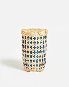 Cesta de lavandería tejida natural y azul, cesta de almacenamiento hecha a mano, venta al por mayor, ecológica, hecha en Vietnam - Product Image 2