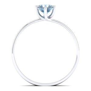 Bague de fiançailles en aquamarine REYES en or blanc 14K 18K avec moissanite, cadeau d'anniversaire, bijoux fins, vente en gros OEM ODM - Product Image 4