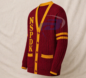 NSPDK Sorority <b>Cardigan</b> <b>Sweater</b> Yellow Embroidery Stylish College Apparel for Women Winter Knitwear Casual Acrylic Knit <b>Sweater</b> - Product Image 2