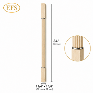 Balustre en bois de chêne blanc cannelé EFS, design traditionnel pour rampes d'escalier, fixation murale, construction solide - Product Image 2