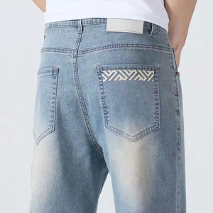 Pantalones Vaqueros de Mezclilla para Hombre, Casuales, Ligeros, de Cintura Media, con Botones, Sólidos, Transpirables, 100% Algodón de Alta Calidad - Product Image 3